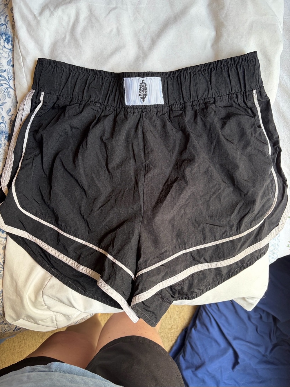 FP Movement by Free People Black Athletic Shorts with White Trim